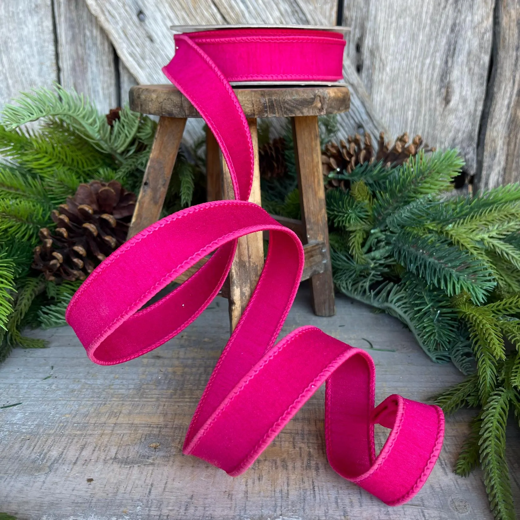 1” Hot Pink Dupion Ribbon, Farrisilk ribbon