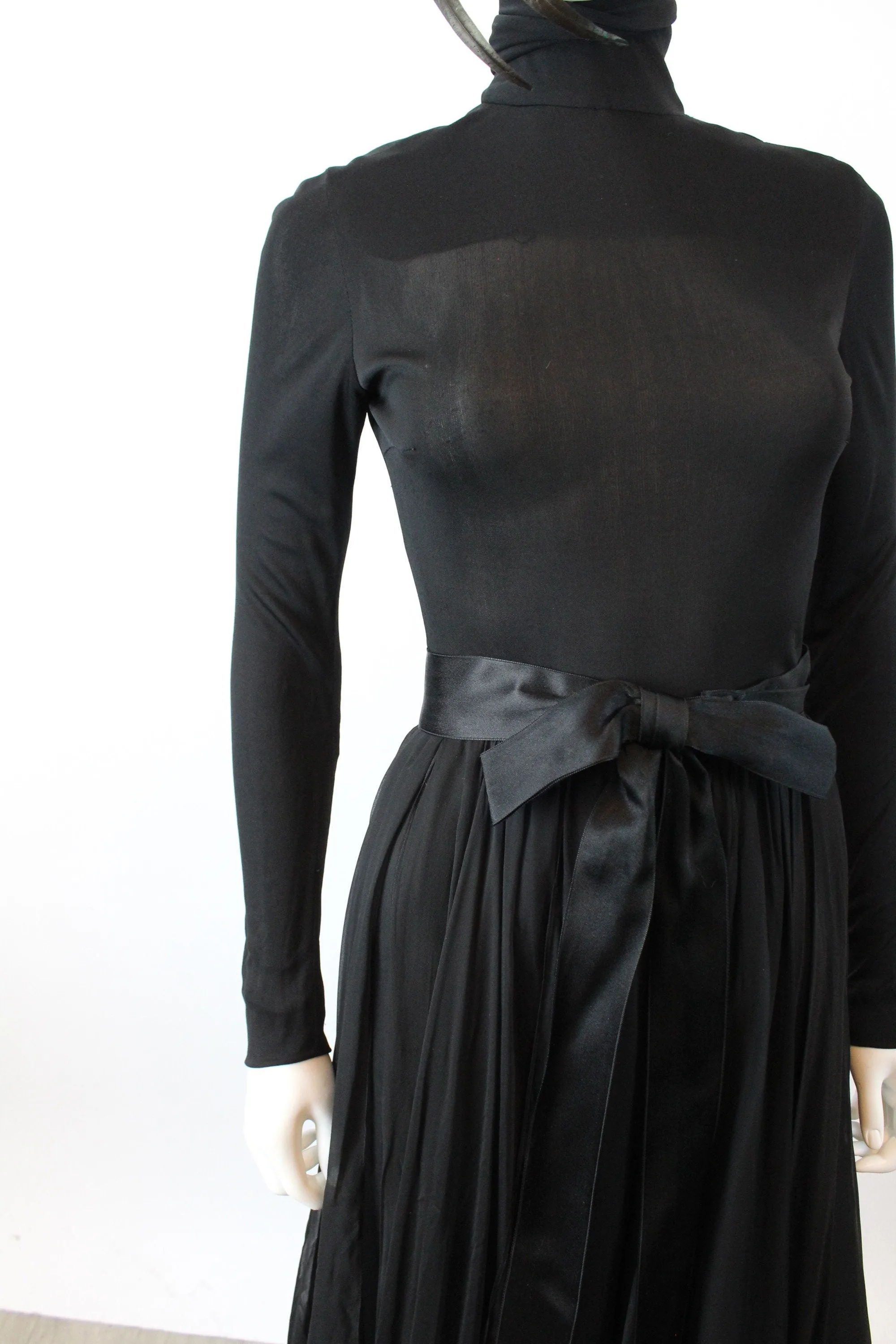 1970s BILL BLASS silk jersey chiffon panels dress xxs/xs | new winter