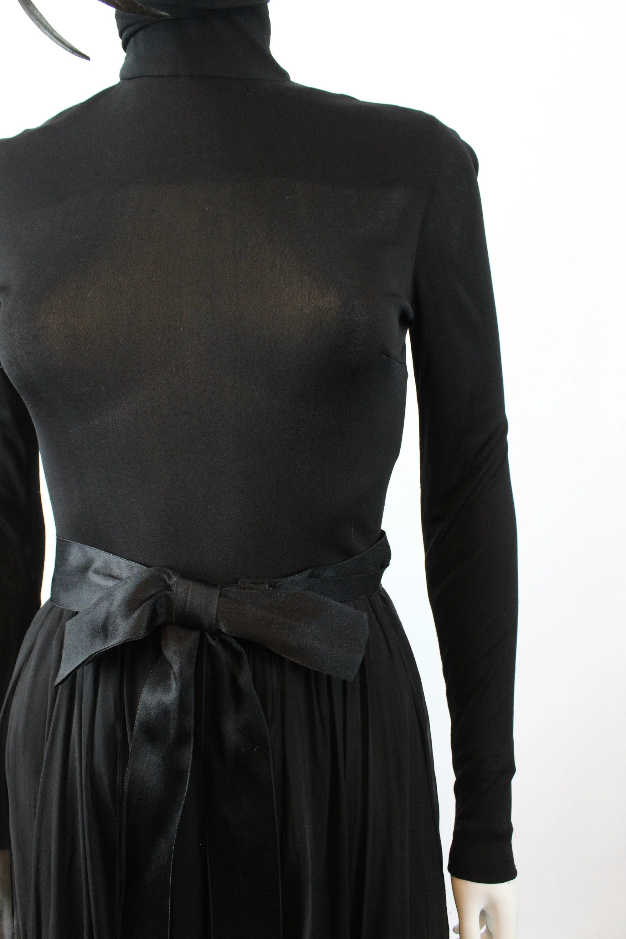 1970s BILL BLASS silk jersey chiffon panels dress xxs/xs | new winter