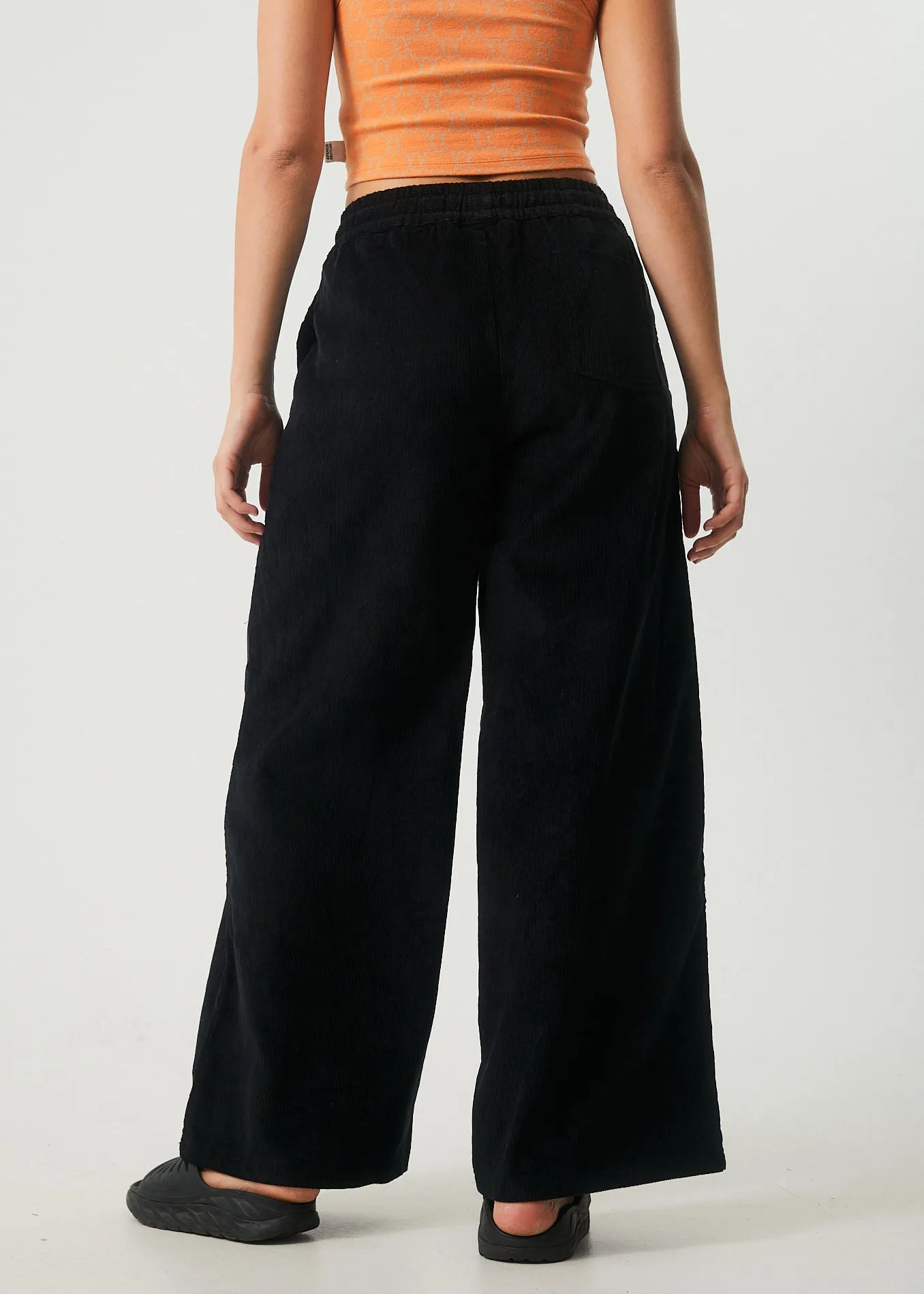 AFENDS Womens Night Away - Corduroy Baggy Wide Leg Pants - Black