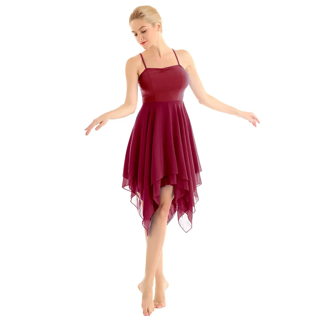 Asymmetrical Dance Dress Chiffon Ballet Modern Ballroom Contemporary Lyrical Dance Costume