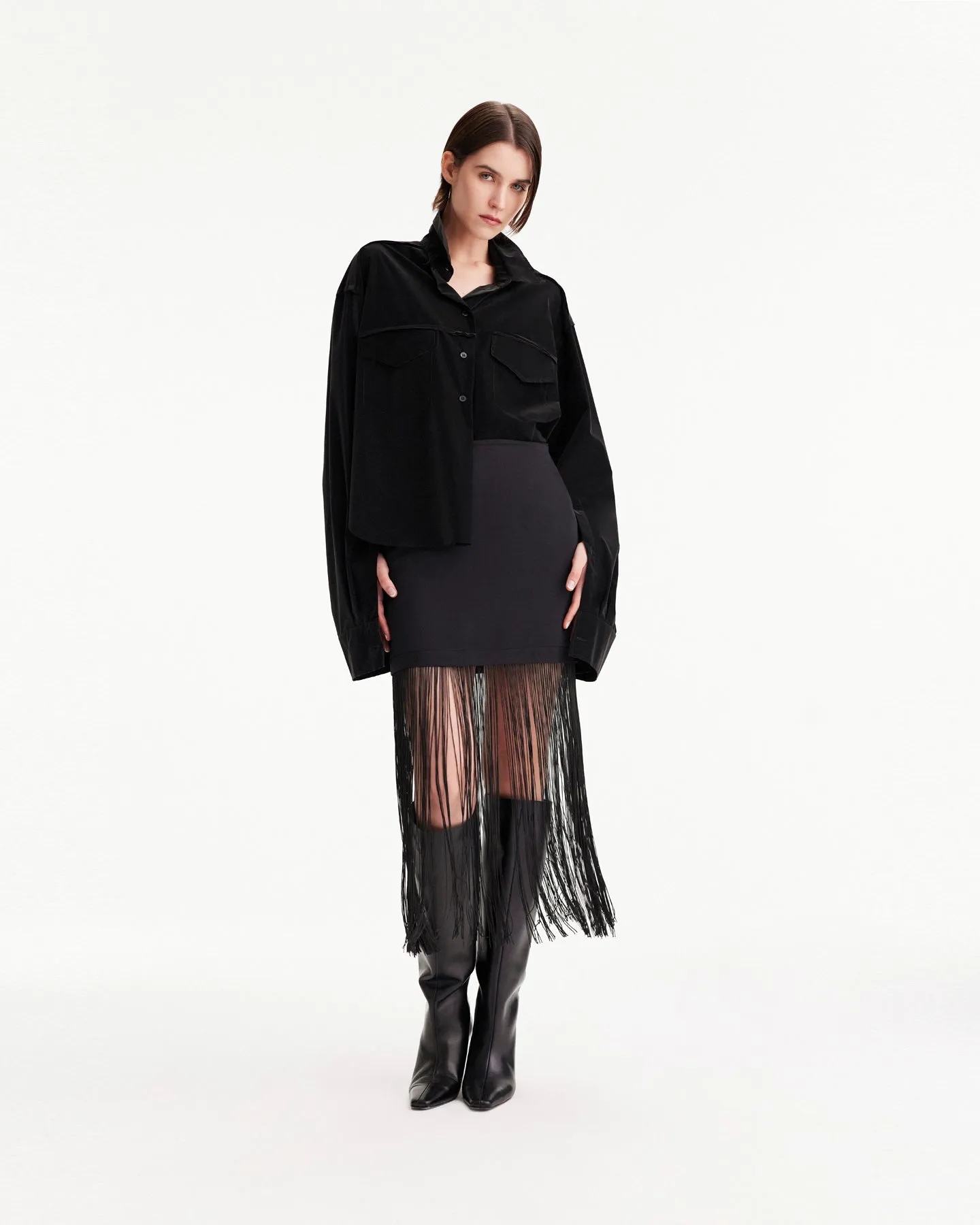 Atlas Fringe Layered Mini Skirt