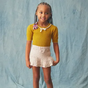 Baby & Kids Hand Knit Pima Cotton Eyelet Popcorn Skating Skirt - Moon