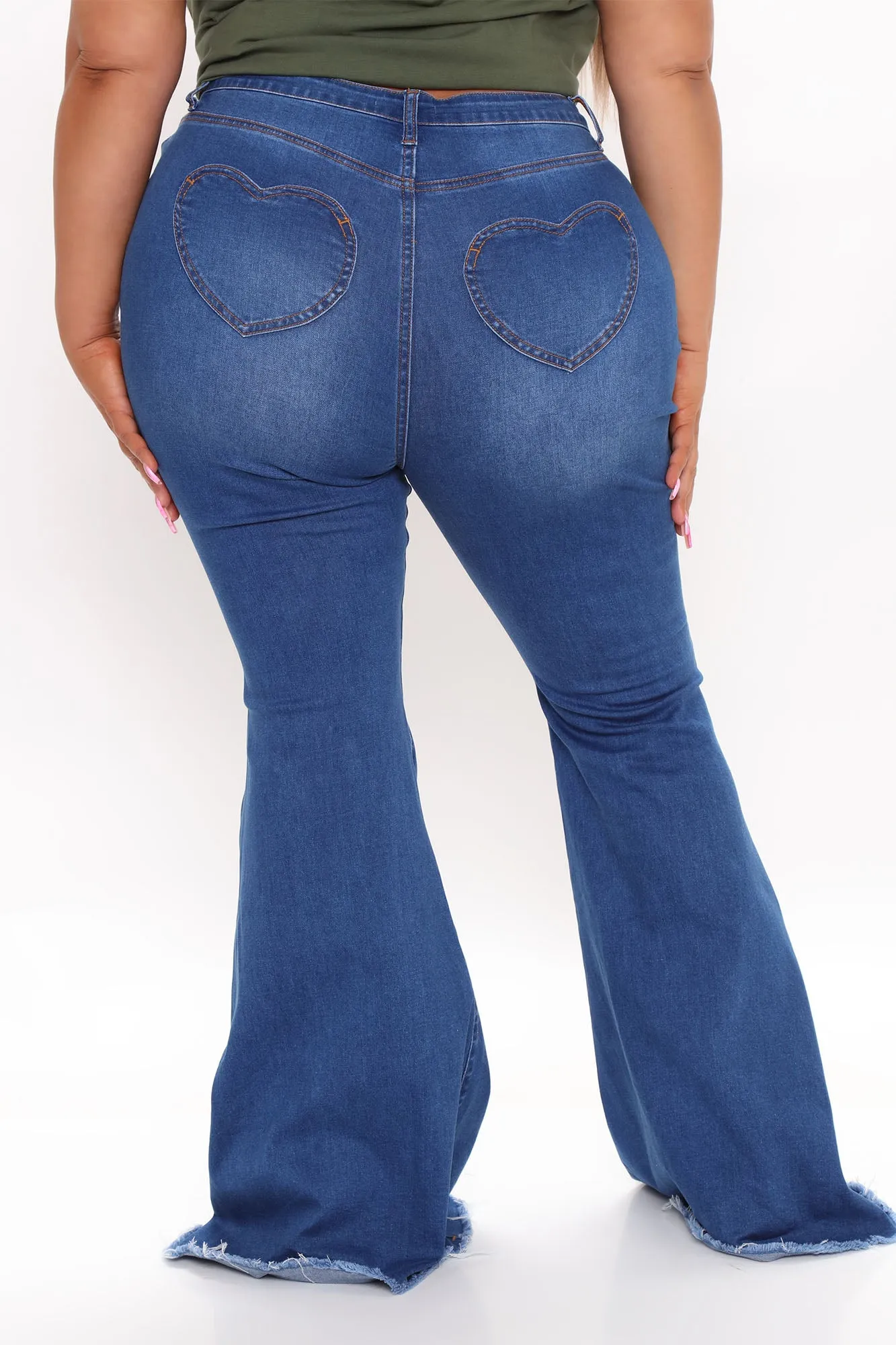 Be Still My Beating Heart Flare Jeans - Medium Blue Wash