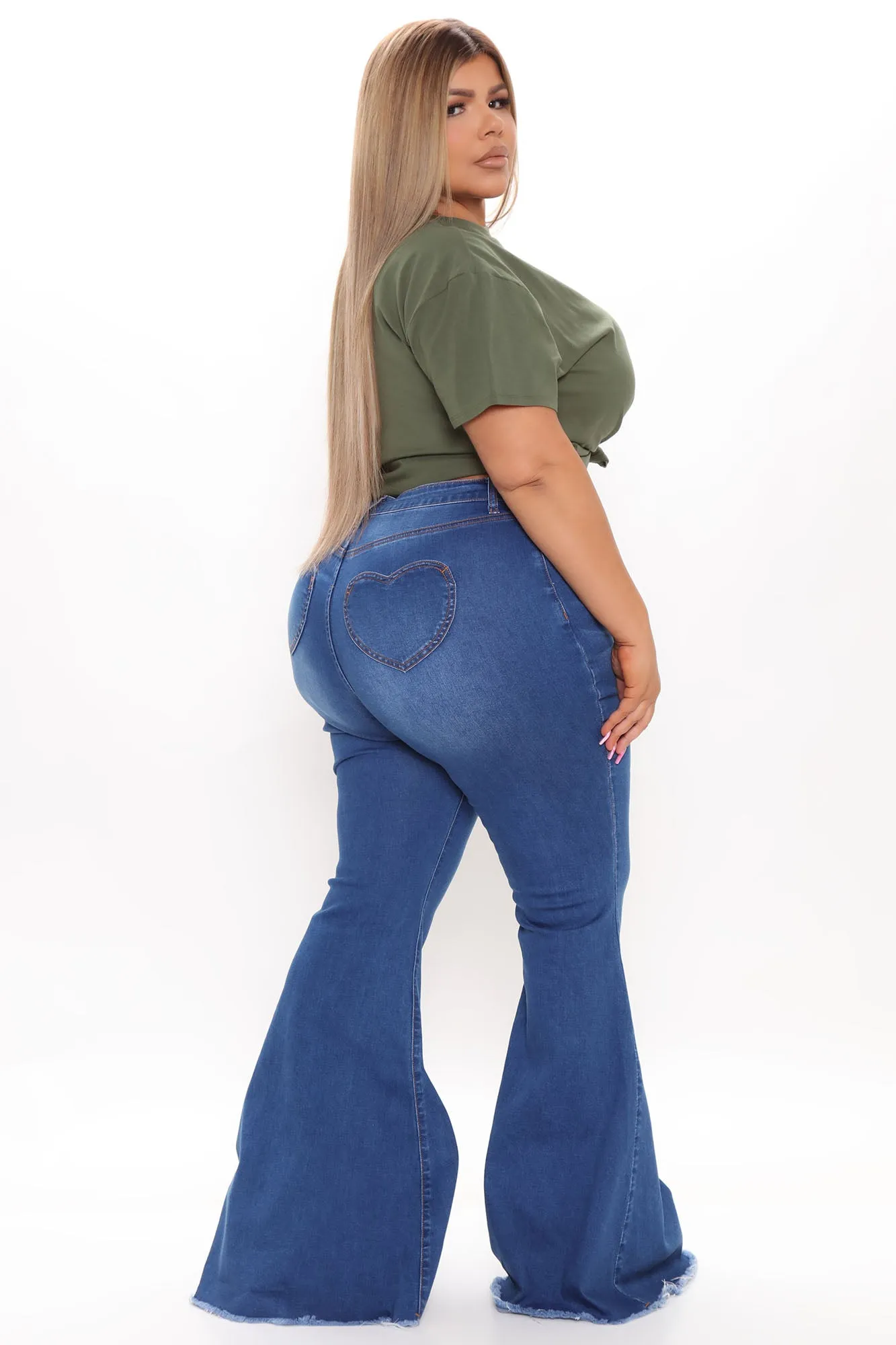 Be Still My Beating Heart Flare Jeans - Medium Blue Wash