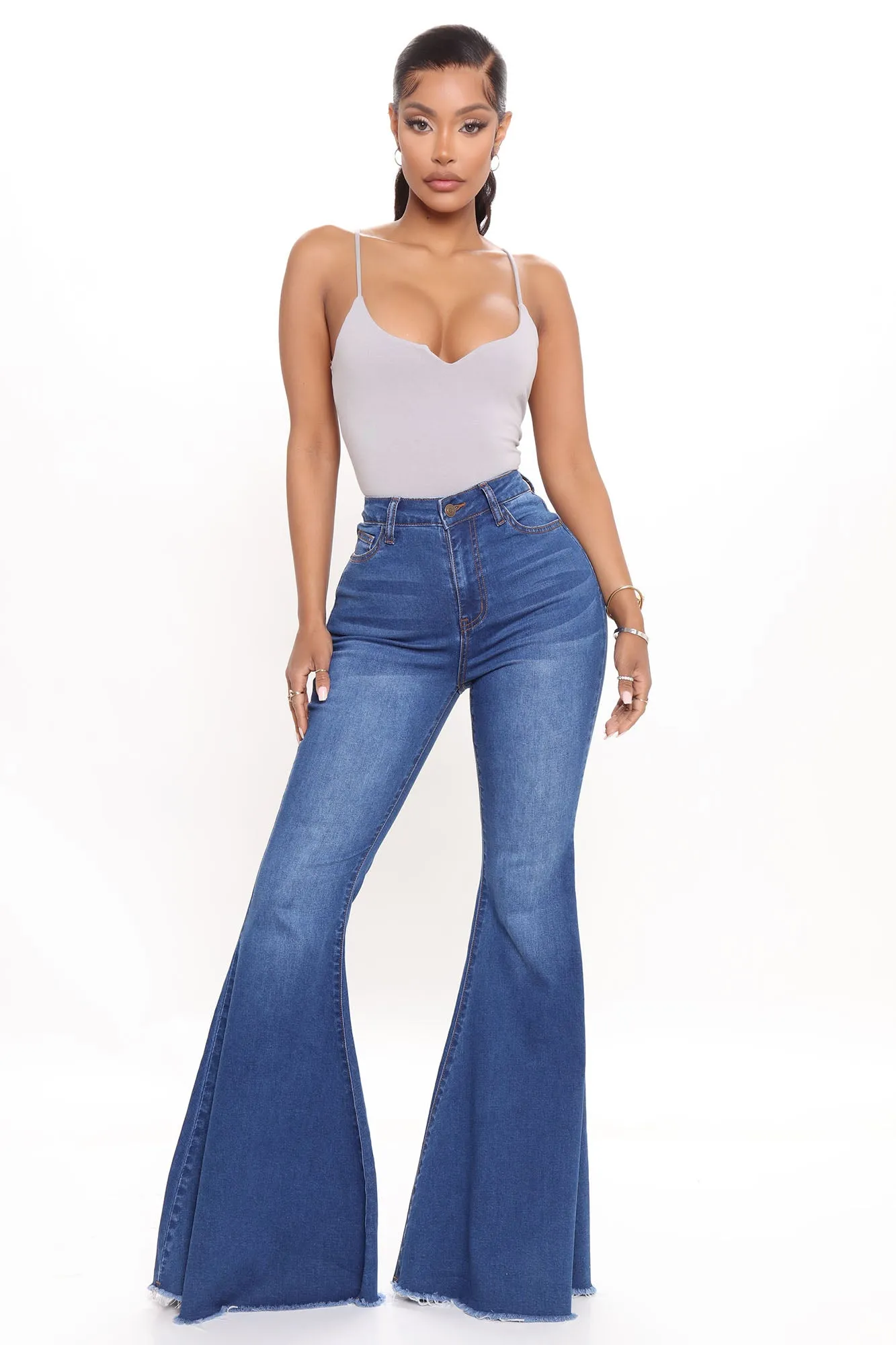 Be Still My Beating Heart Flare Jeans - Medium Blue Wash