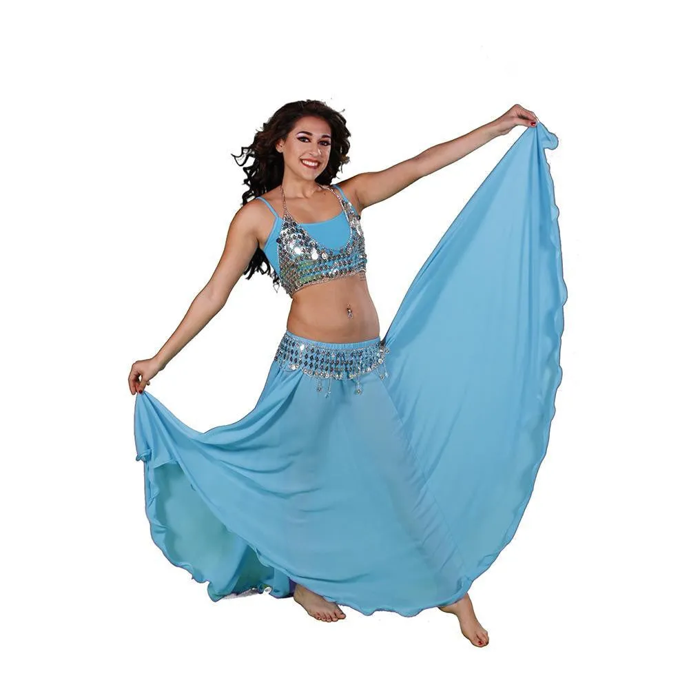 Belly Dance Full Circular Skirt, Coin Bra, & Belt Costume Set