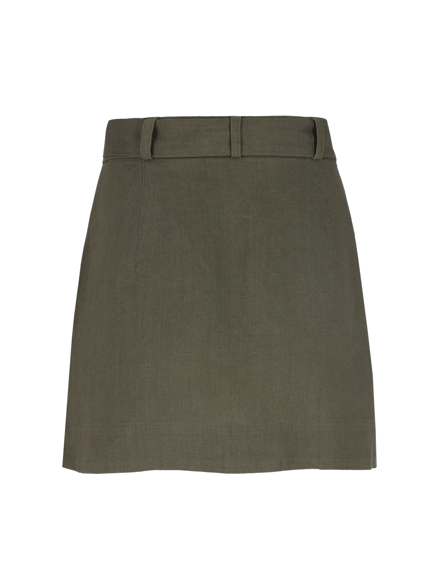 belted linen mini skirt