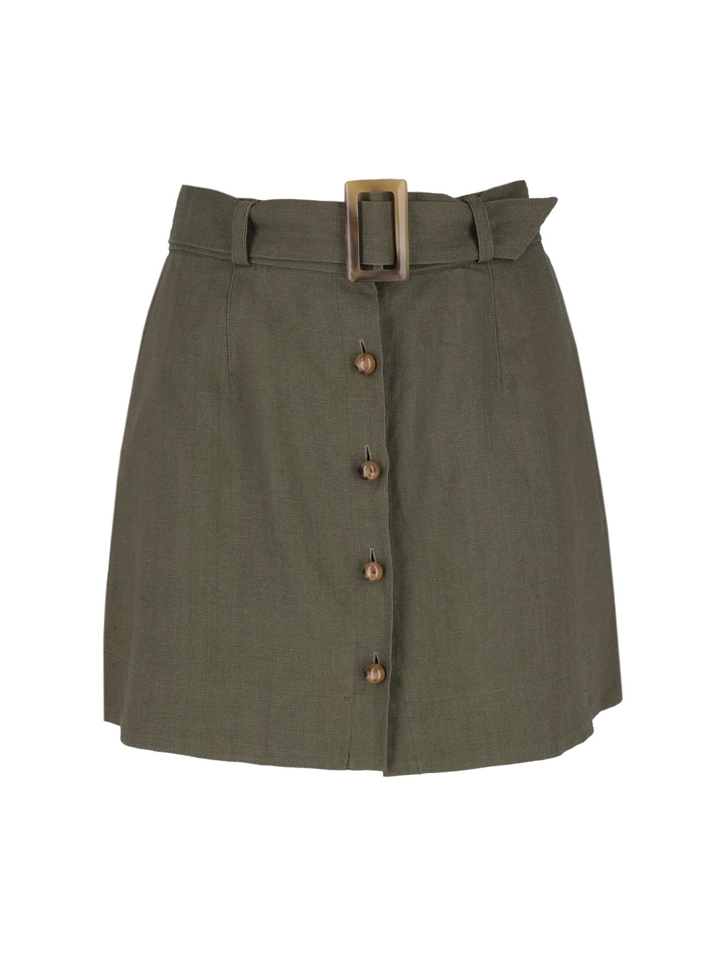 belted linen mini skirt