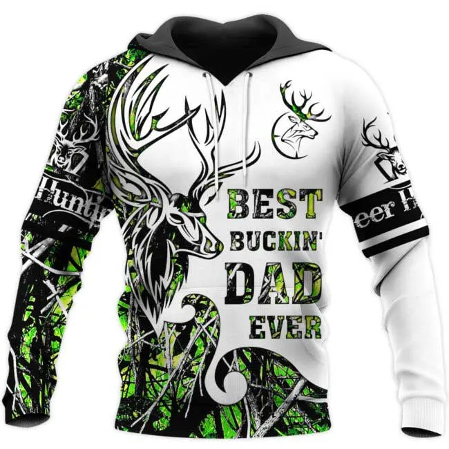 Best Buckin’ Dad Ever 3D All Over Printed Shirts, 3D Sweatshirt For Hunting Dad, Deer Hunting Dad Clothing