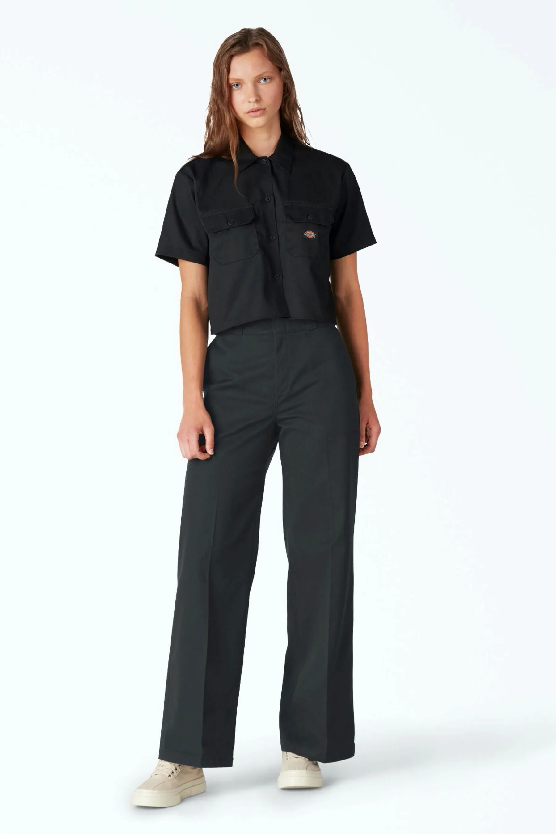 Black Twill Wide Leg Pant