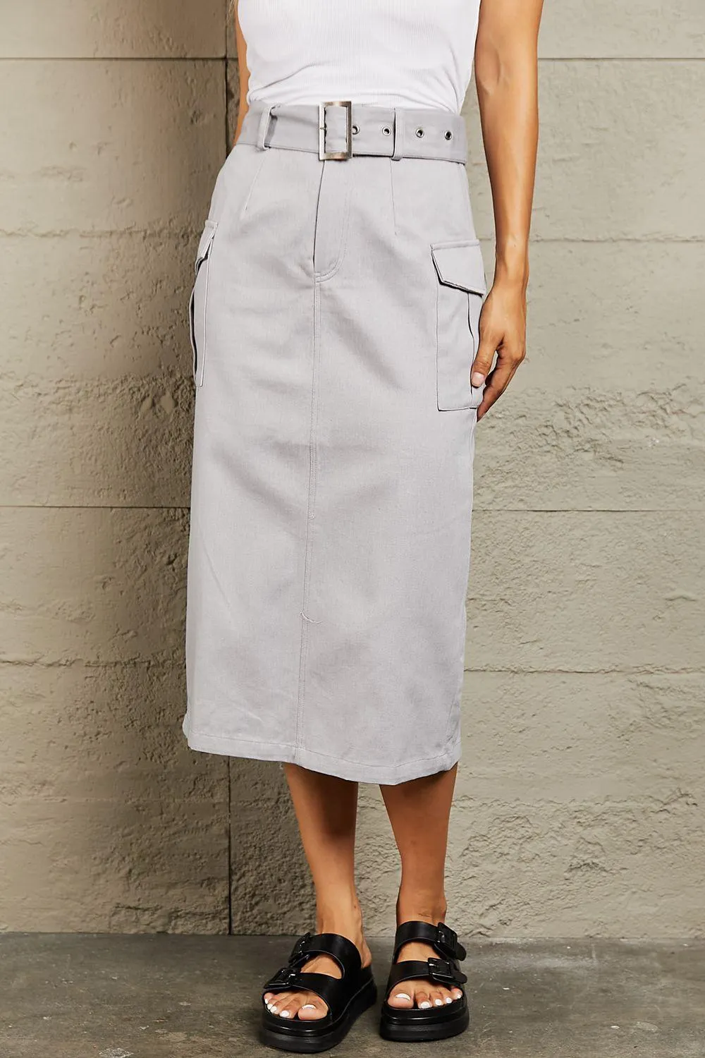 Buckled Midi Skirt