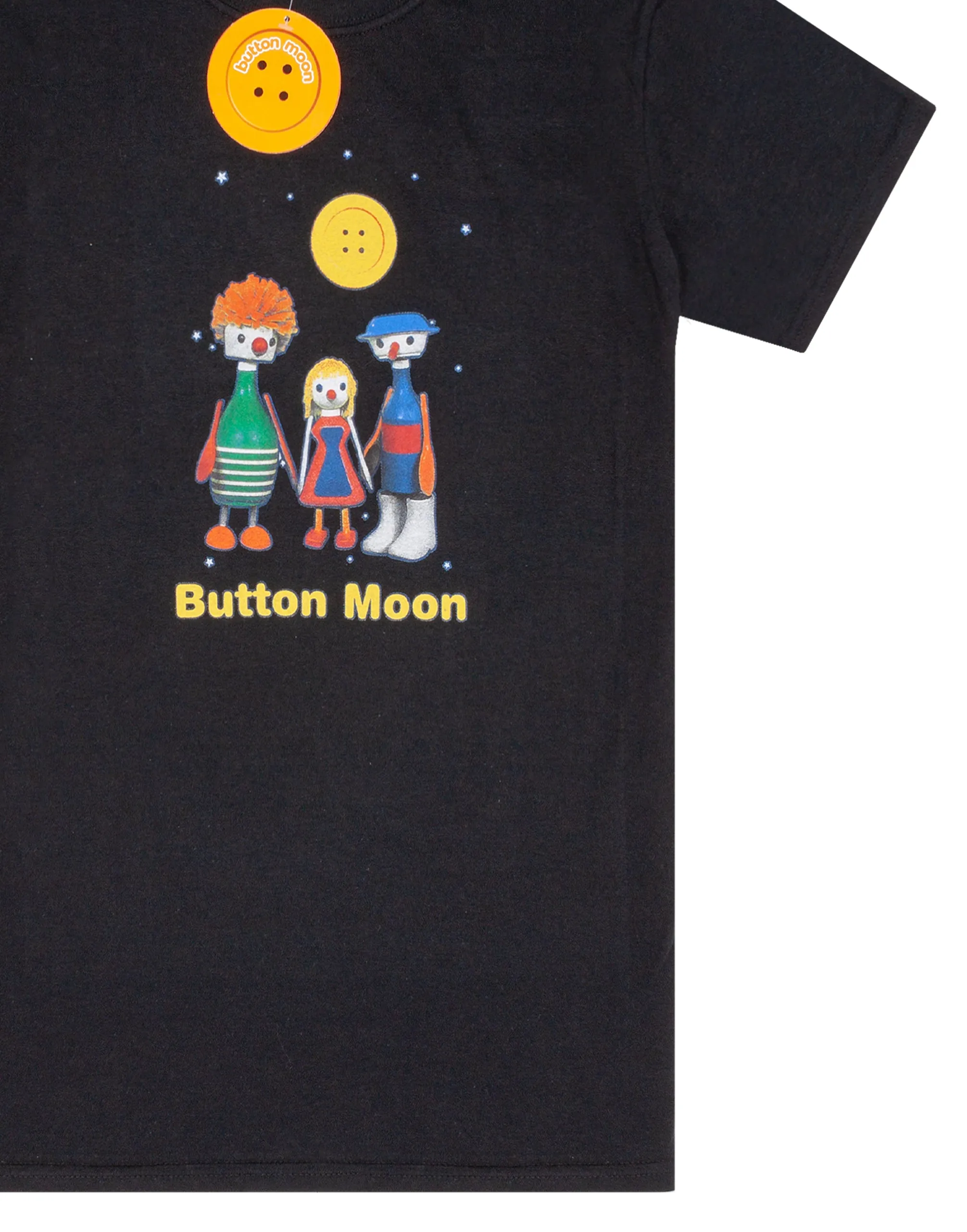 Button Moon Womens Black Short Sleeved T-Shirt