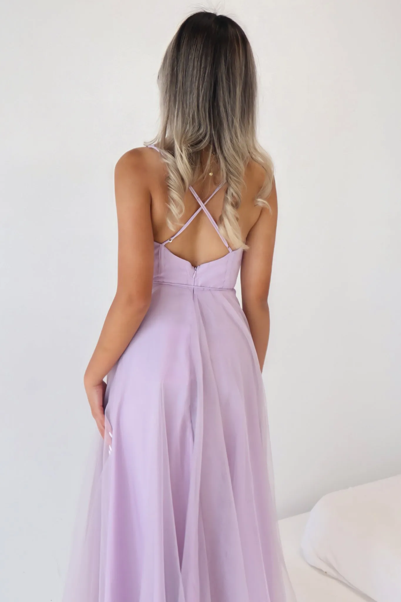 Cindy Tulle Midi Dress - Lilac