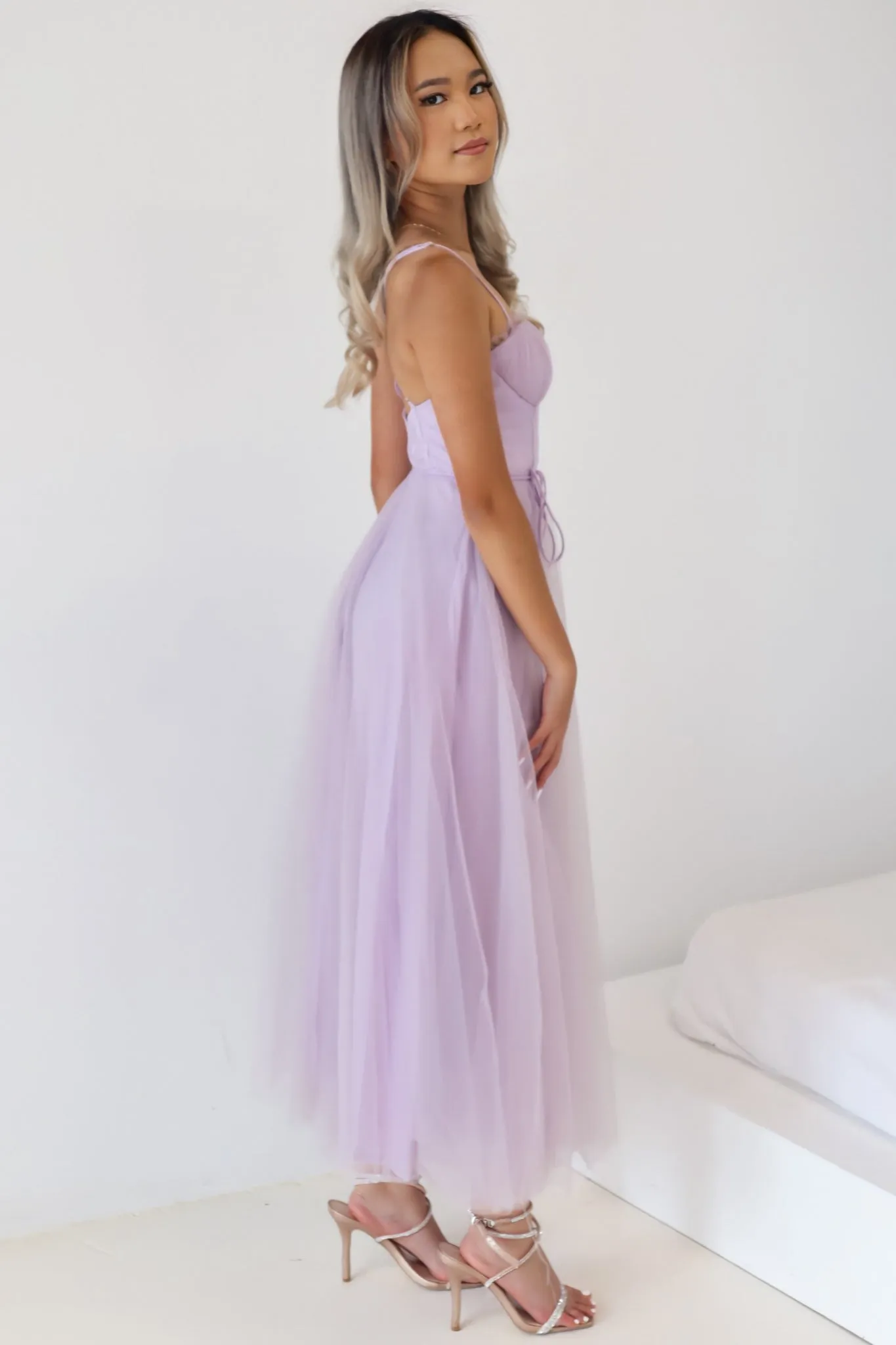 Cindy Tulle Midi Dress - Lilac