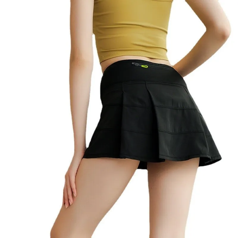 Cloud Hide Pockets Yoga Skirts Sexy High Waist Athletic Quick Dry Women Casual Sports Gym Tennis Golf Running Pleated Skort