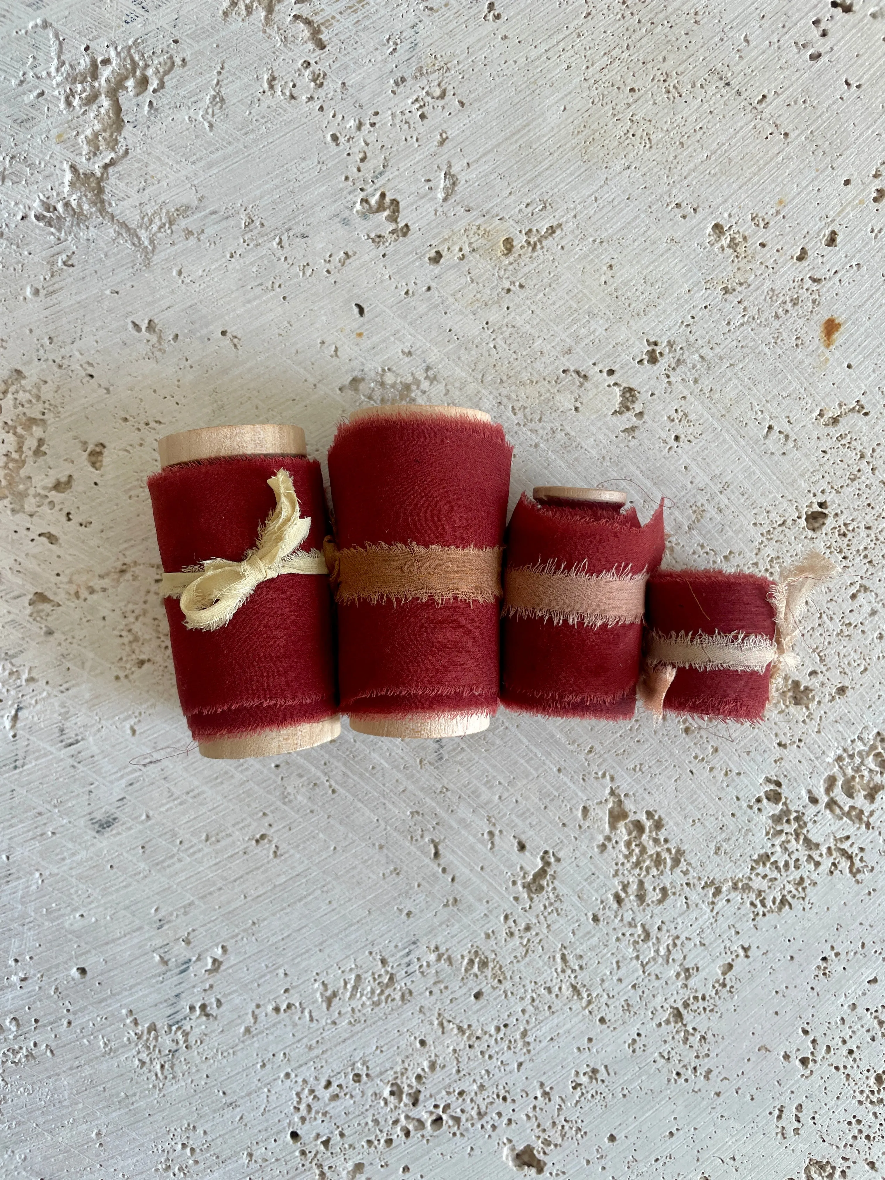 Cranberry Red Plant Dyed Chiffon Silk Ribbon