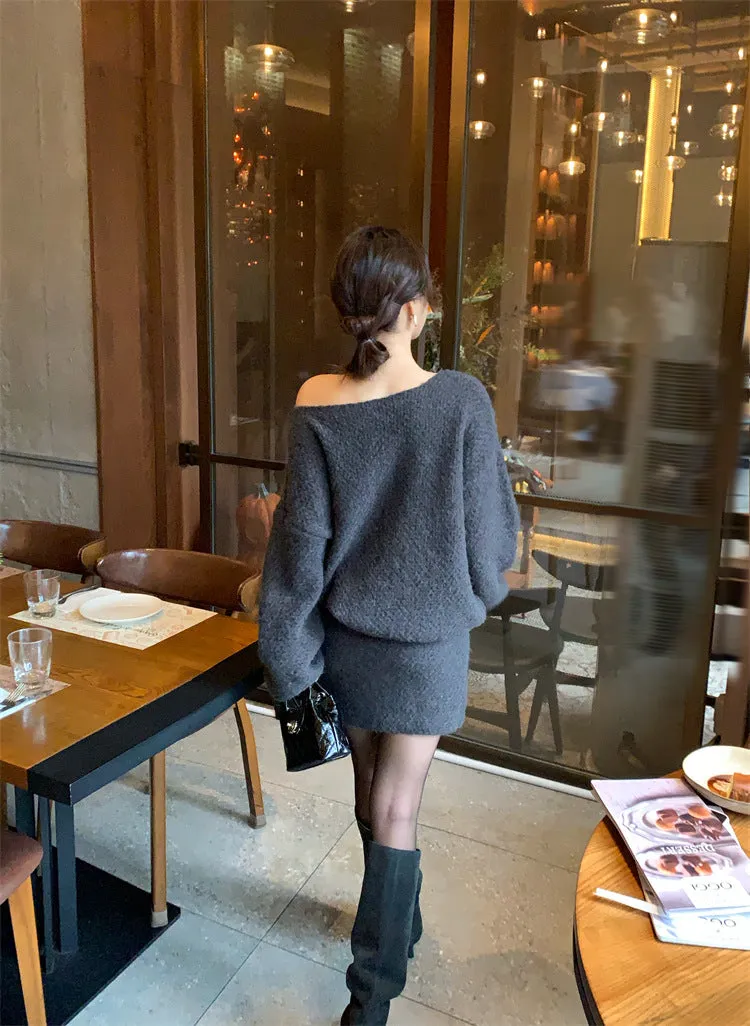 [Dating] Knitted Sweater   Knitted Skirt Set