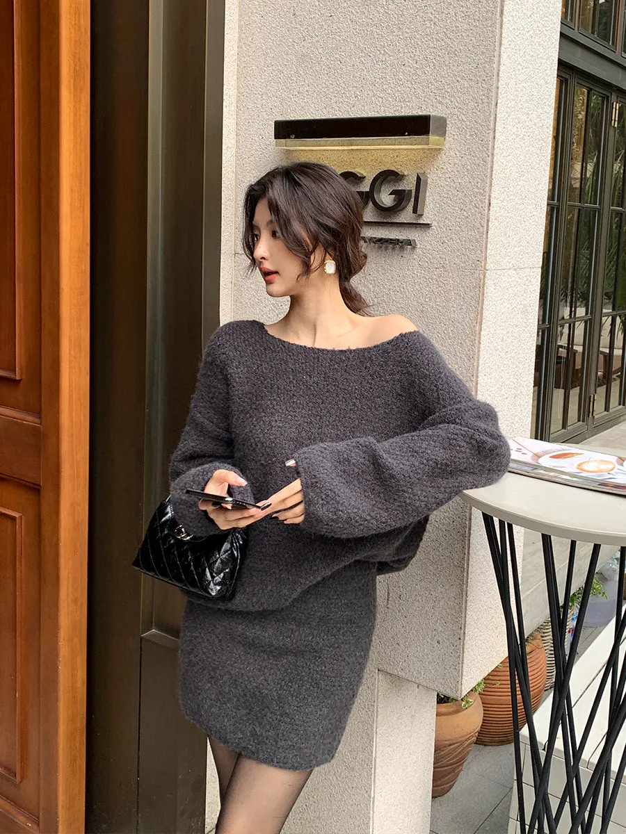 [Dating] Knitted Sweater   Knitted Skirt Set