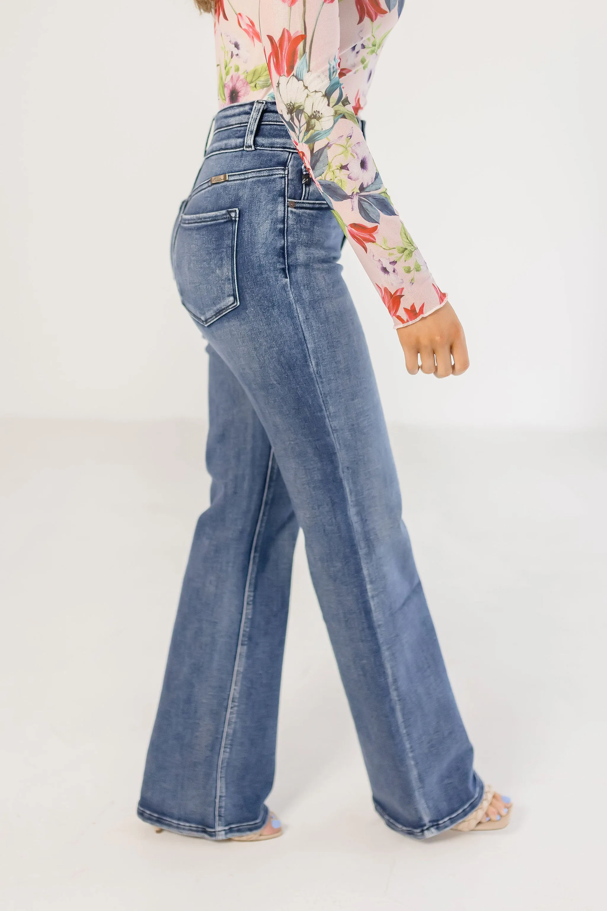 Davie High Rise Flare Leg Jeans Dark Wash