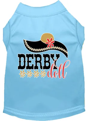 Derby Doll Screen Print Dog Shirt Baby Blue Xl