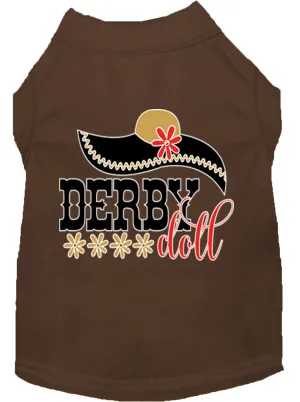 Derby Doll Screen Print Dog Shirt Brown Sm