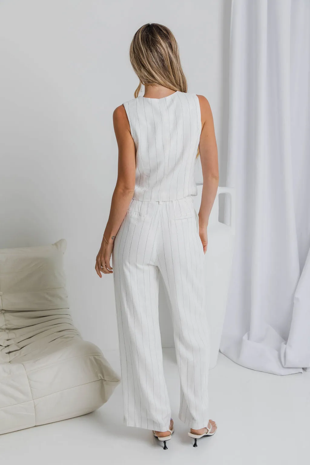 Erin Wide-Leg Pants - Pinstripe