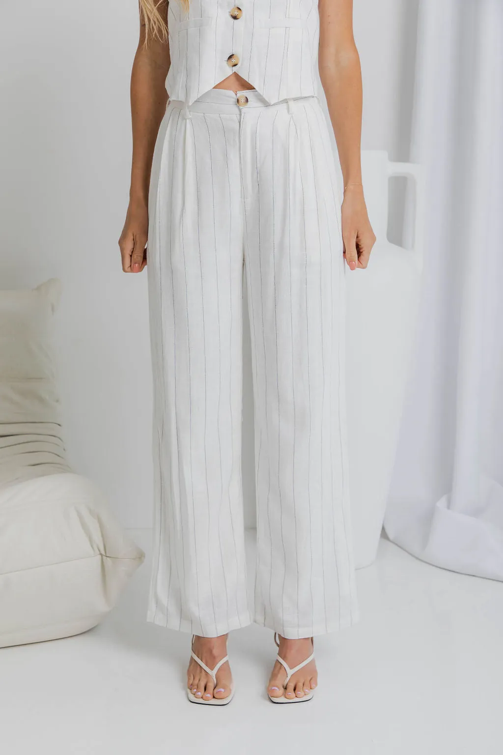 Erin Wide-Leg Pants - Pinstripe