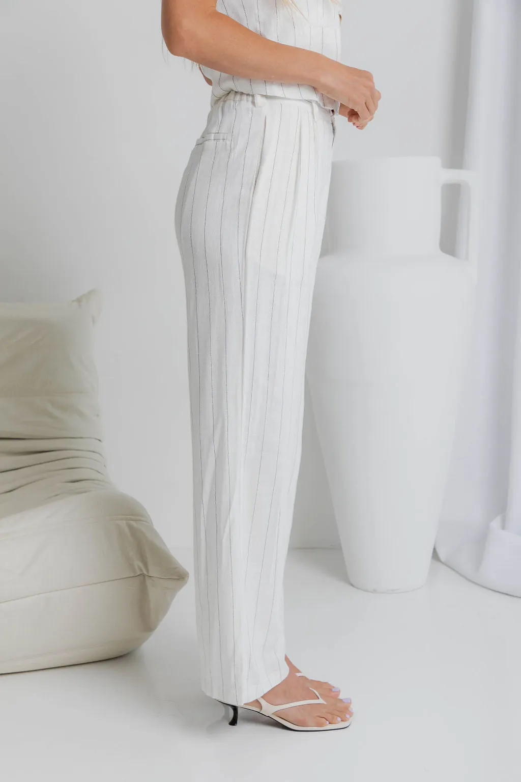 Erin Wide-Leg Pants - Pinstripe