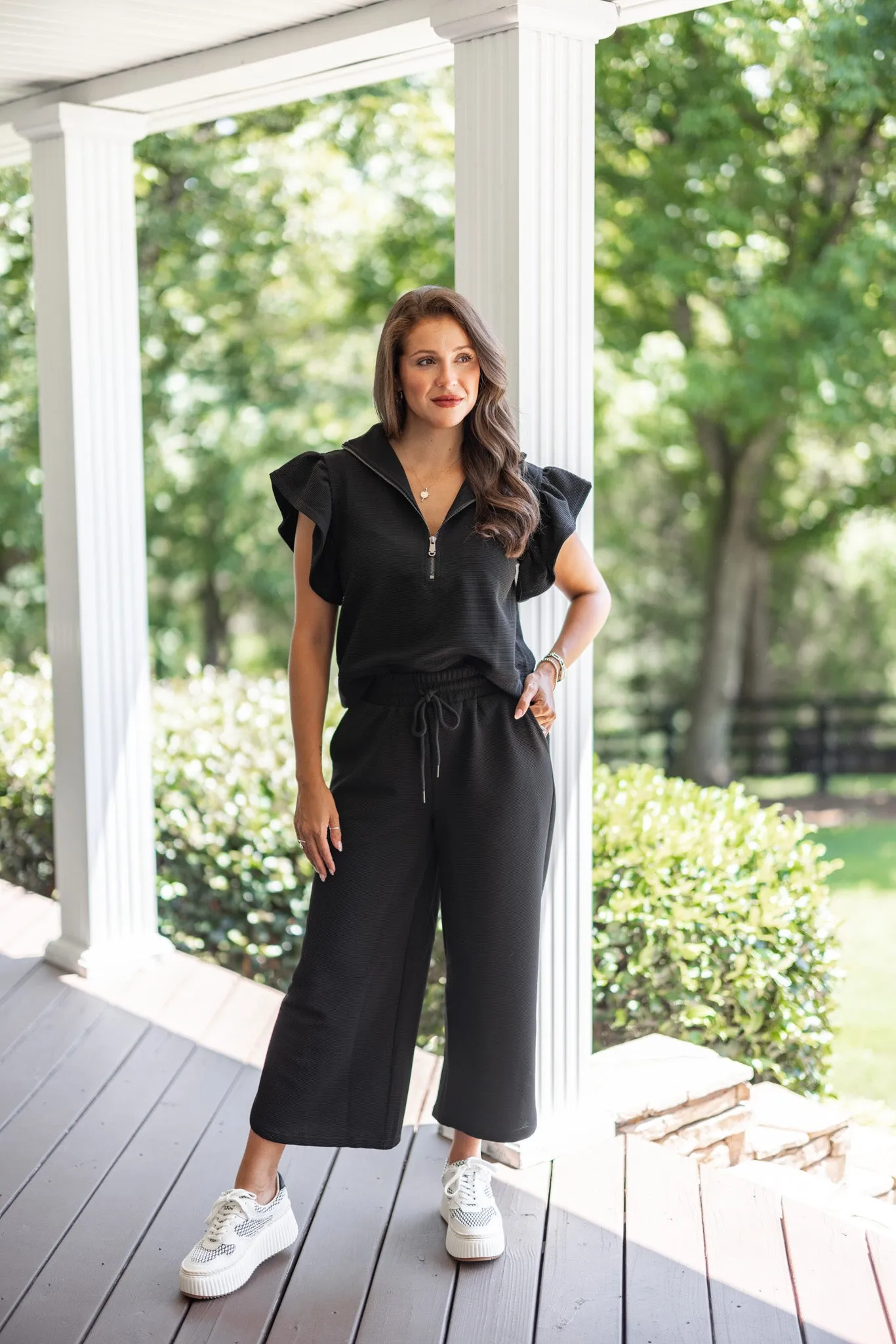 Everyday Elegance Black Textured Top