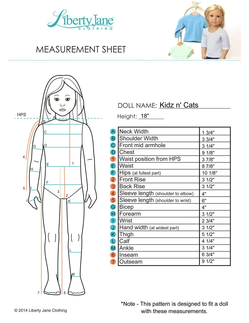 Free T-Shirt Pattern for Kidz N Cats Dolls