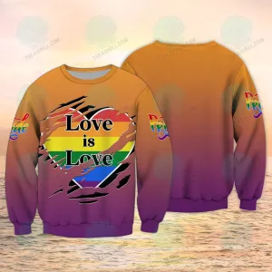 Funny Pride Shirts, Rainbow Love is Love LGBT Sweatshirt Hoodie Bomber Christmas Shirts