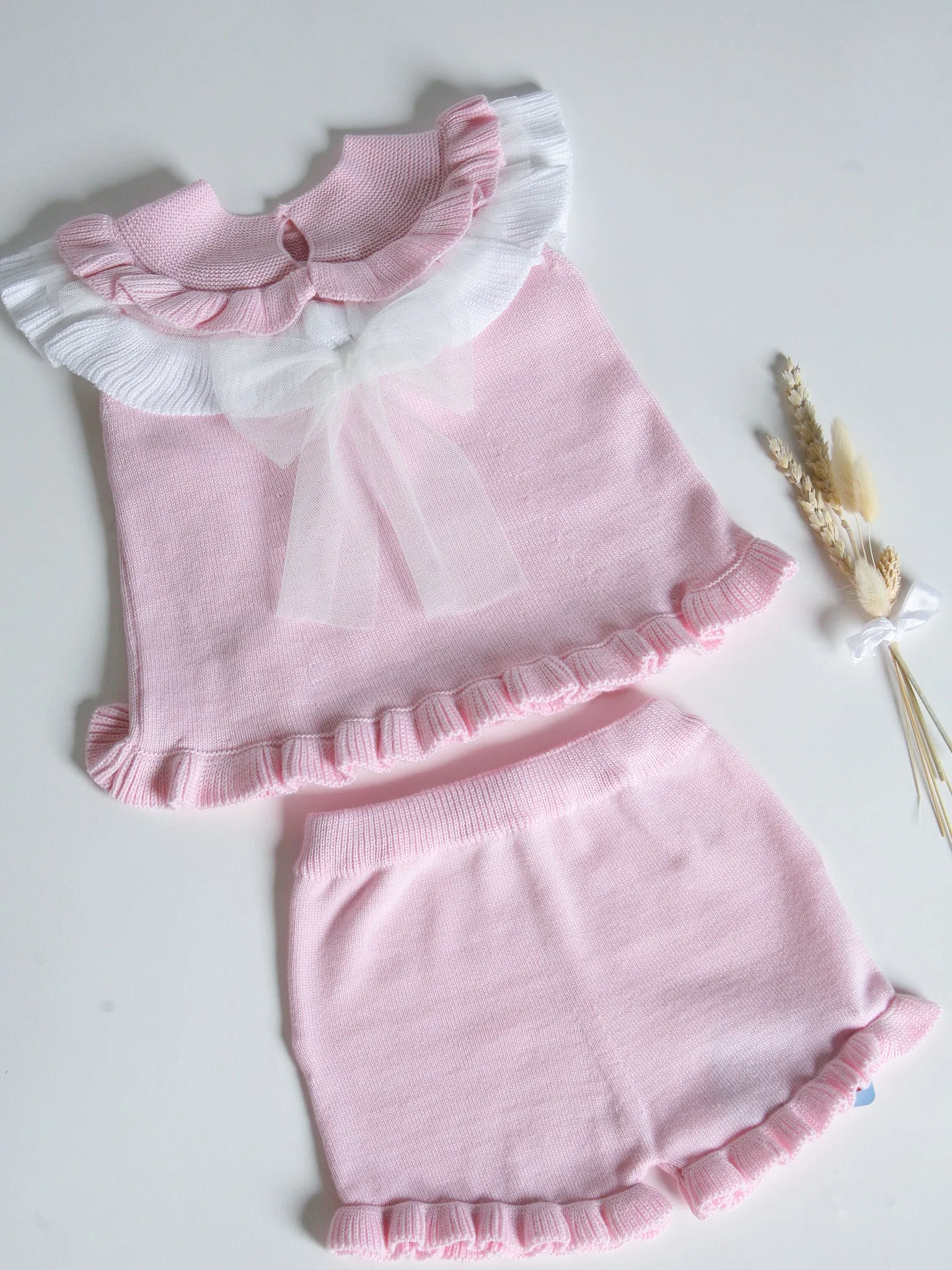 Granlei pink frill collar short set