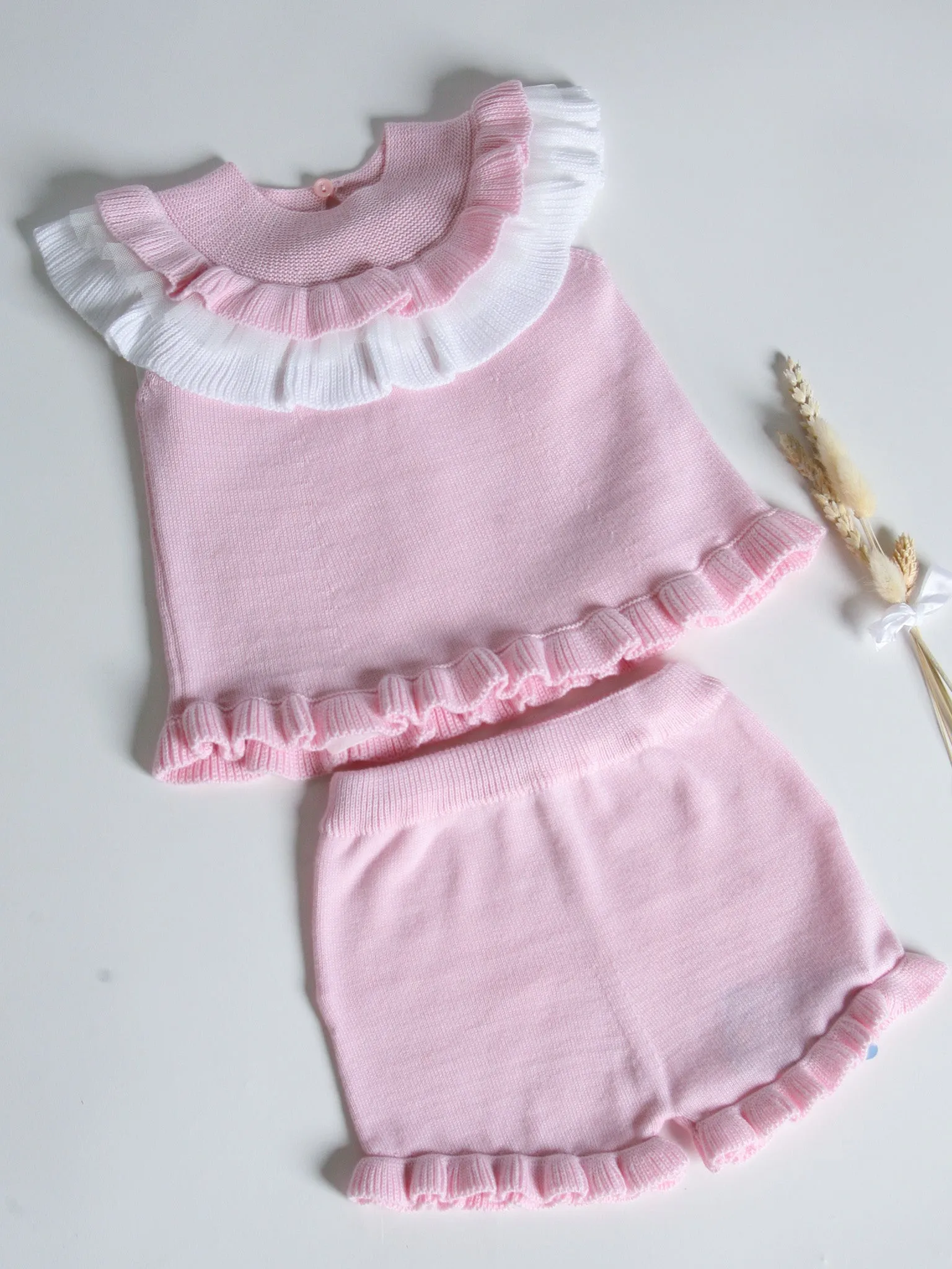 Granlei pink frill collar short set