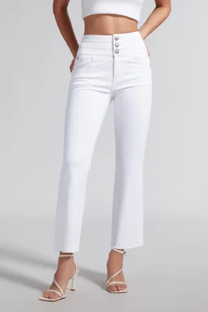 High Waist Denim Jeans With Mulberry Silk