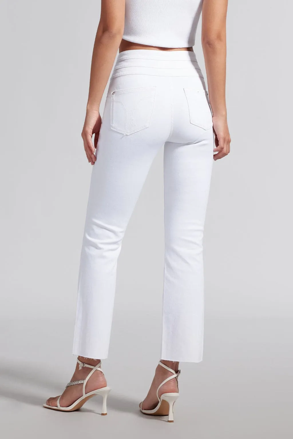 High Waist Denim Jeans With Mulberry Silk