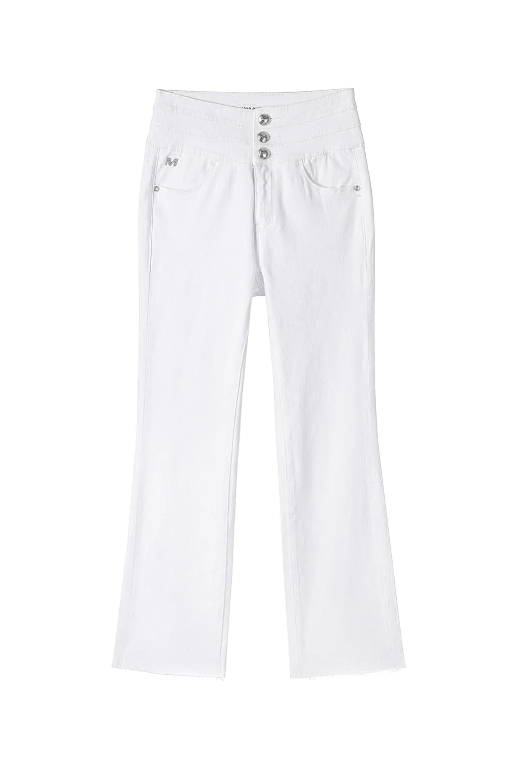 High Waist Denim Jeans With Mulberry Silk