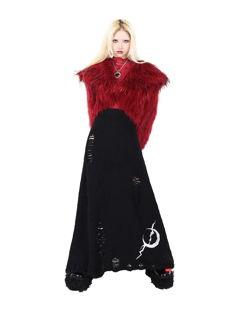 Hole Knitted Wool Mopping Skirt【s0000000280】