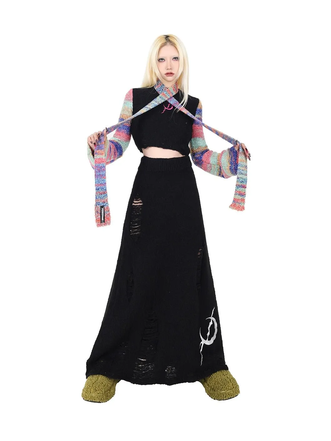 Hole Knitted Wool Mopping Skirt【s0000000280】