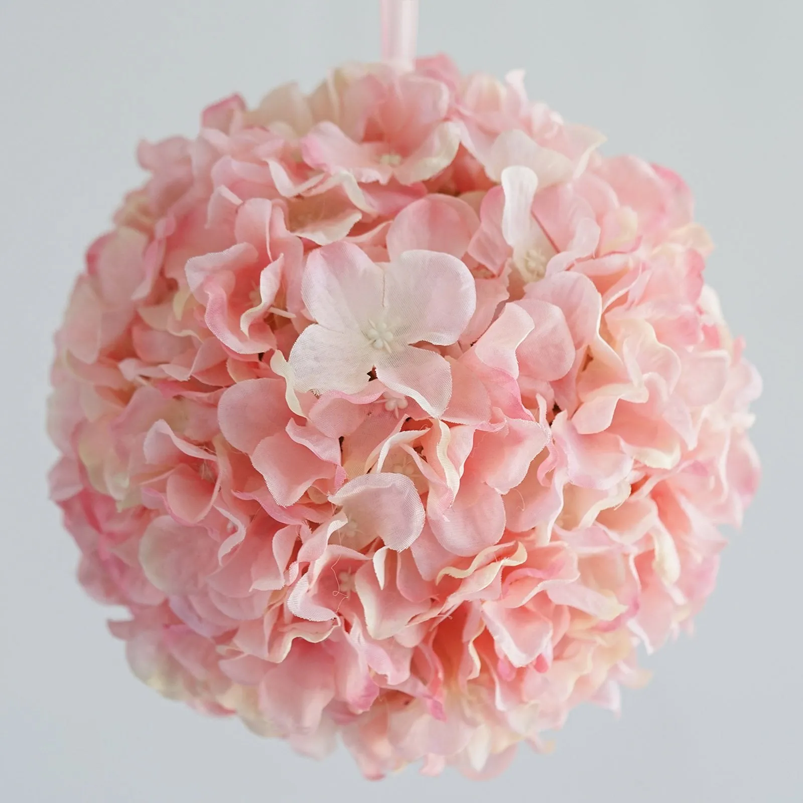 Hydrangea Kissing Ball Artificial Silk Flowers - Blush - 4 pack