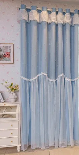 Korean Princess Curtains for Living Dining Room Bedroom Cloth Gauze Integration New  Luxury Girl Window Blackout Customize