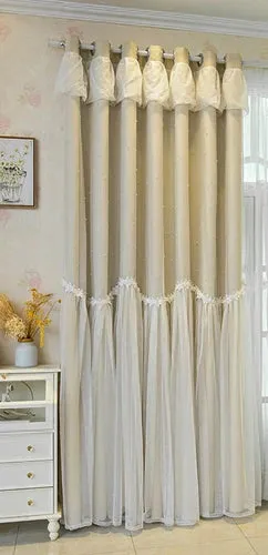 Korean Princess Curtains for Living Dining Room Bedroom Cloth Gauze Integration New  Luxury Girl Window Blackout Customize