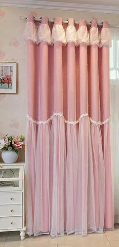 Korean Princess Curtains for Living Dining Room Bedroom Cloth Gauze Integration New  Luxury Girl Window Blackout Customize