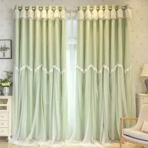 Korean Princess Curtains for Living Dining Room Bedroom Cloth Gauze Integration New  Luxury Girl Window Blackout Customize