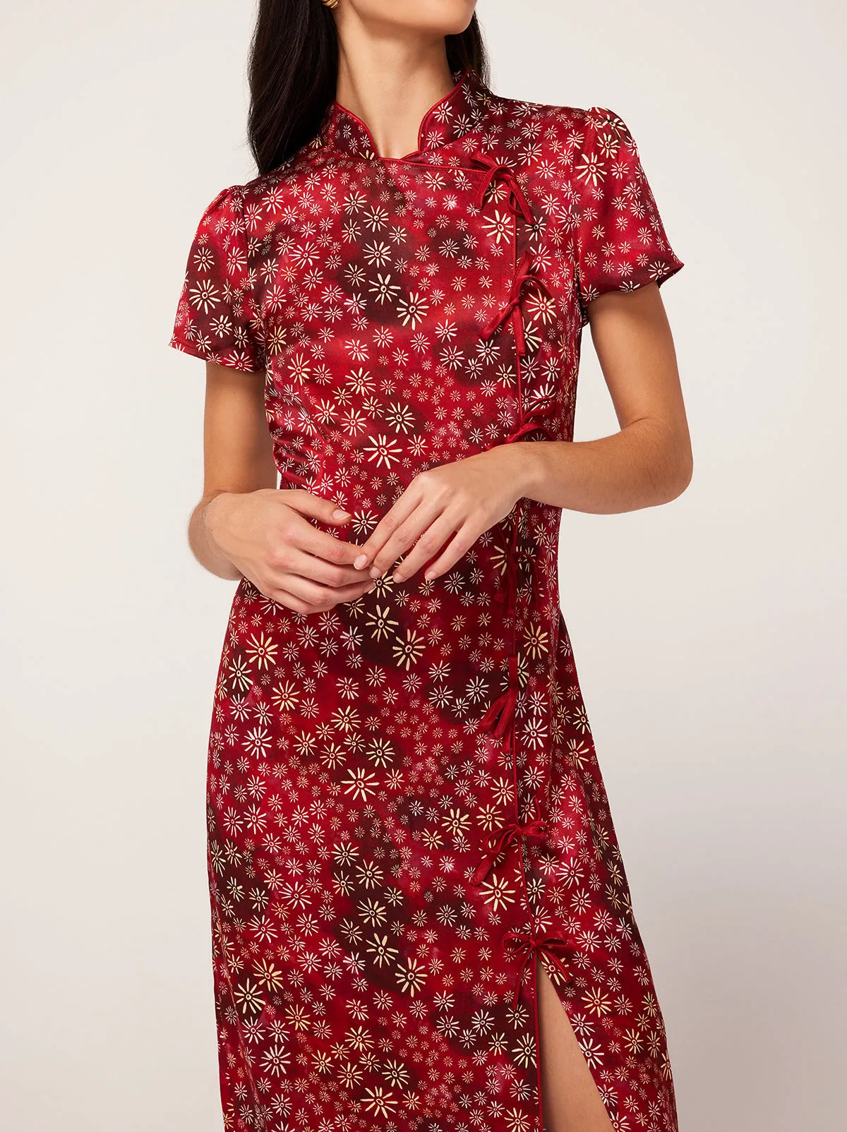 Leia Red Constellation Print Midi Dress