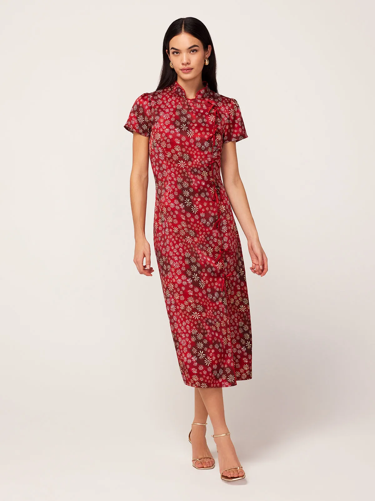 Leia Red Constellation Print Midi Dress