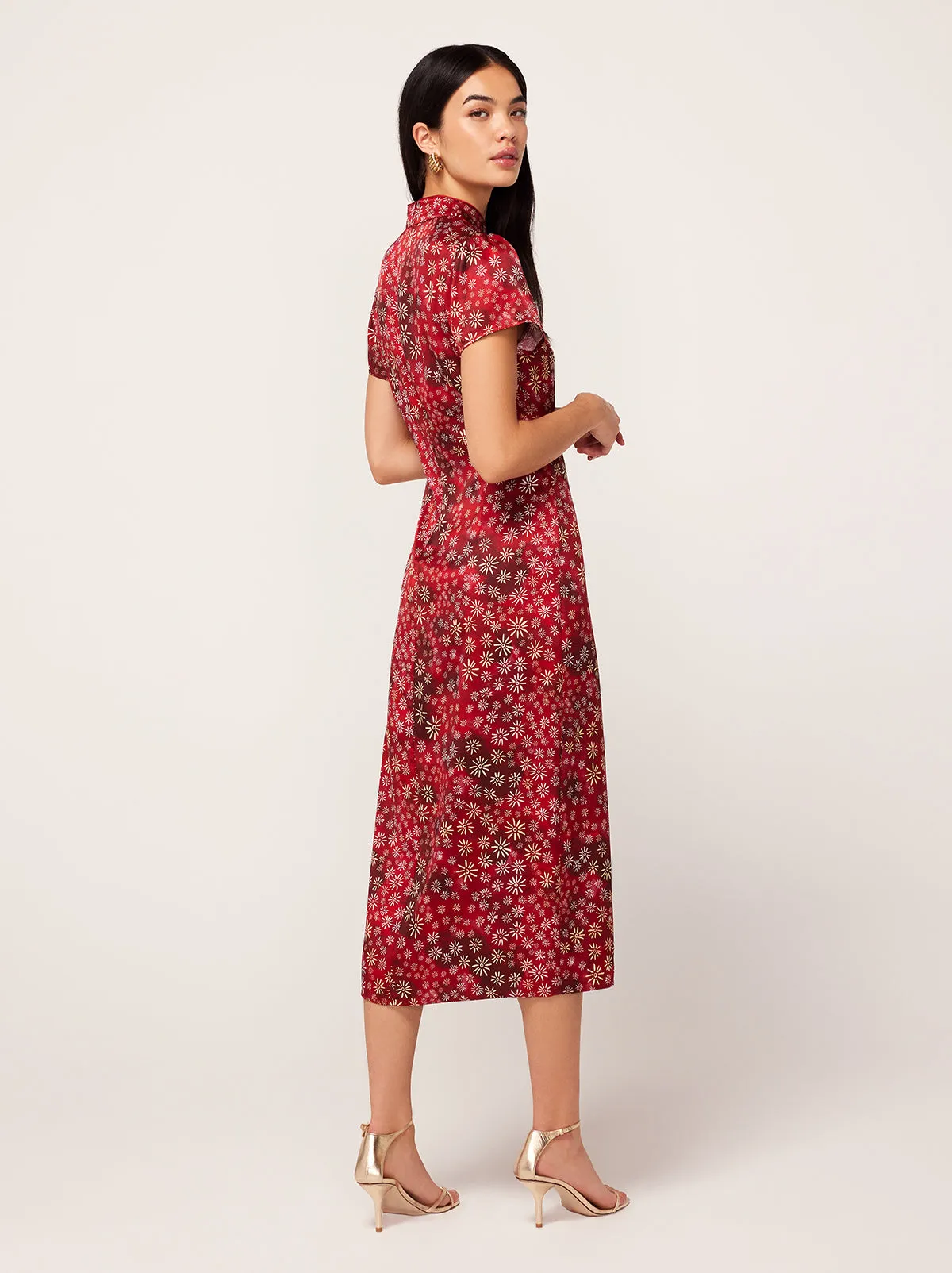 Leia Red Constellation Print Midi Dress