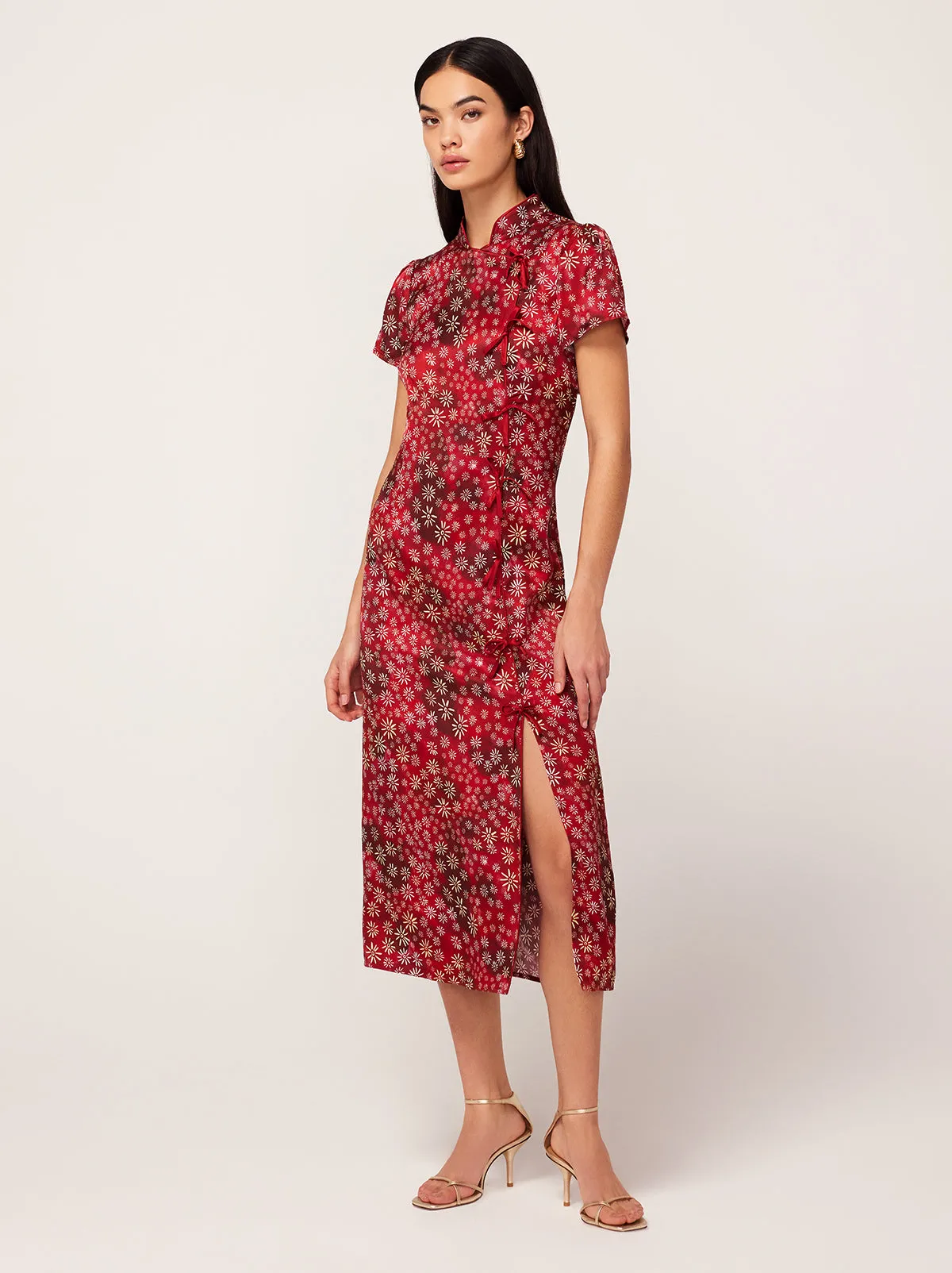 Leia Red Constellation Print Midi Dress