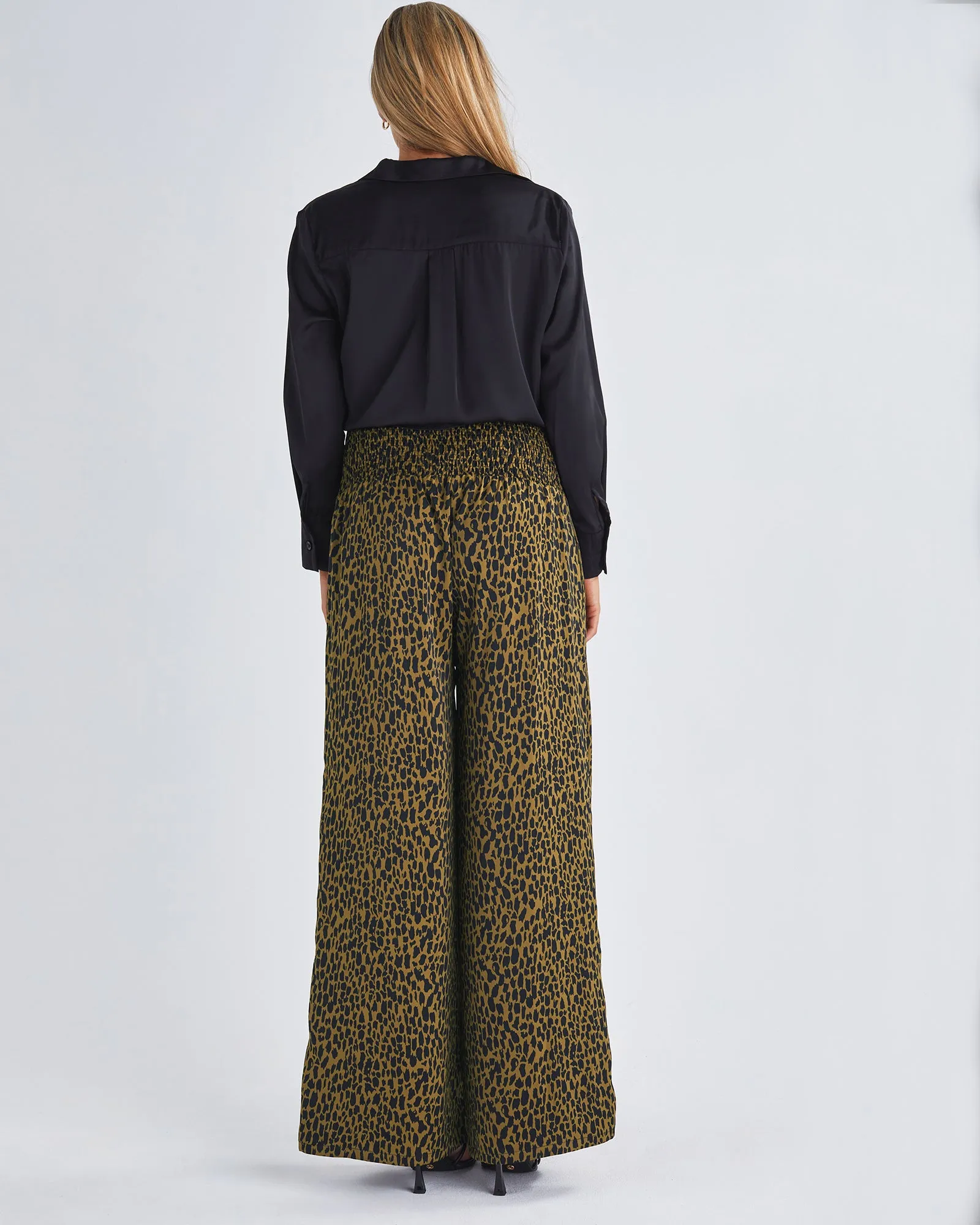 Leona Animal Print Satin Wide Leg Maternity Pants