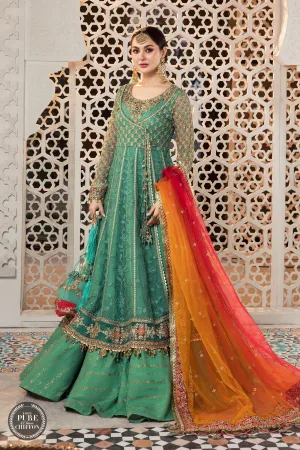 MARIA.B Luxury Chiffon Eid Collection – MPC-21-108-Sea Green and Fuchsia Pink